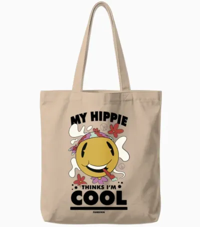 Funny Hippie Tote Bags - Natural