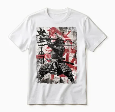 Vintage Samurai Mask Asia Japan Graffiti Tokyo Samurai T-Shirt, Black Unisex T-Shirt - White