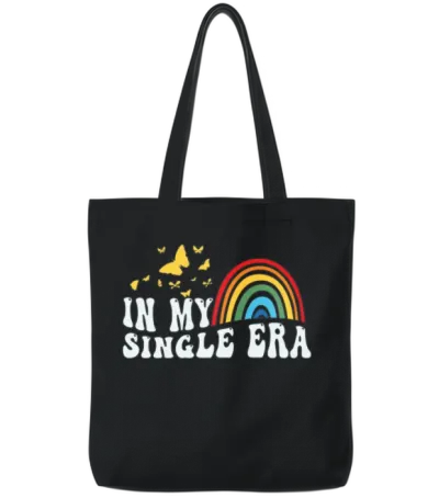 In My Single Era Funny Single Life Tote Bags - Black