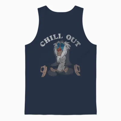 Disney Lion King Rafiki Chill Out Meditation Graphic Unisex Tank Top - Navy