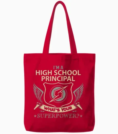 High School Principal T Shirt - Superpower Job Gif Tote Bags - Red