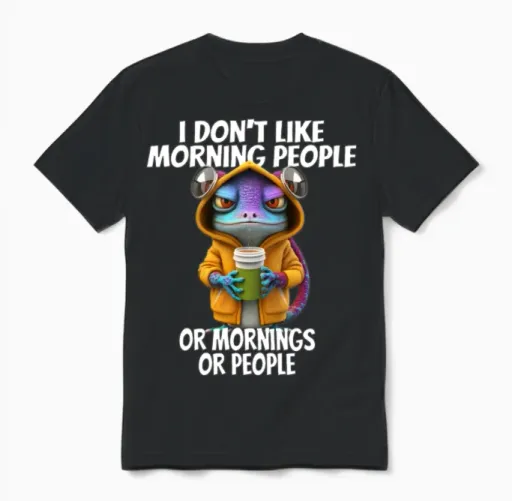 Funny Design for I Don't Like Morning People Unisex T-Shirt in Black