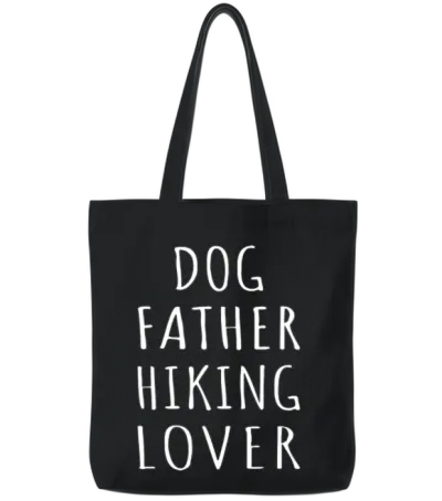 Dog Father Hiking Lover Tote Bags - Black