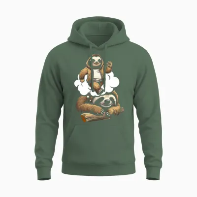Sloth Funny Unisex Hoodie - Military Green