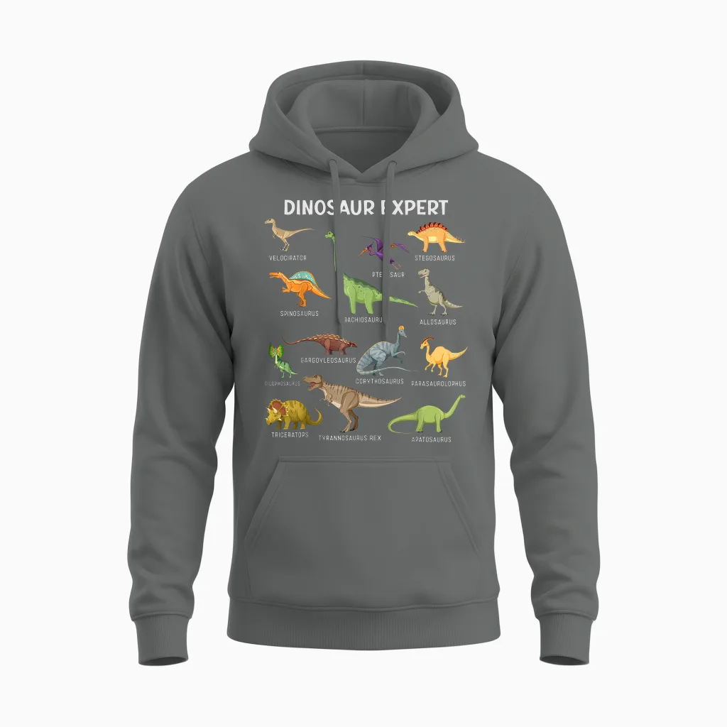 Dinosaur Boys Tee for Kids Adult Toddler Cute Mens Dinosaur Unisex Hoodie in Graphite Heather