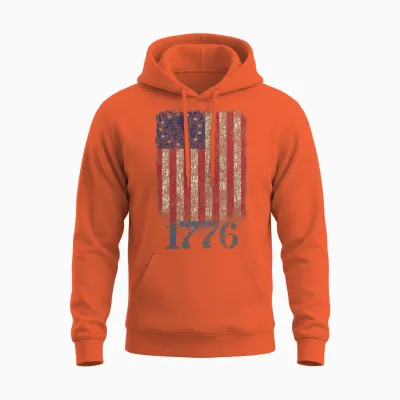 Betsy Ross 4th of July American Flag 1776 Retro Unisex Hoodie - Orange