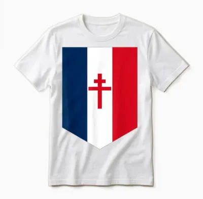 Drapeau Français Avec Croix De Lorraine T-Shirt, Black, S Unisex T-Shirt - White