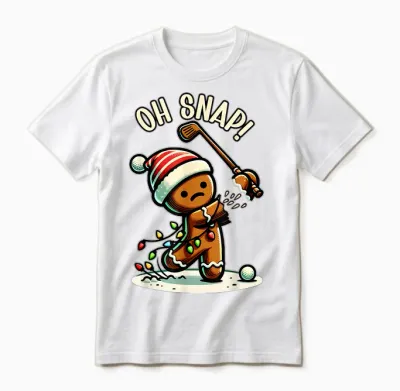 Funny Gingerbread Man Pajamas & Pjs Xmas Holiday Oh Snap Gingerbreadman Golfer Golf Christmas Golfing Unisex T-Shirt - White