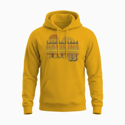 Stranger Things Hawkins Retro 85 T-Shirt, White, S Unisex Hoodie - Gold