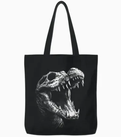 Crâne Gothique Crocodile Animal Alternatif Grunge Esthétique Tote Bags - Black
