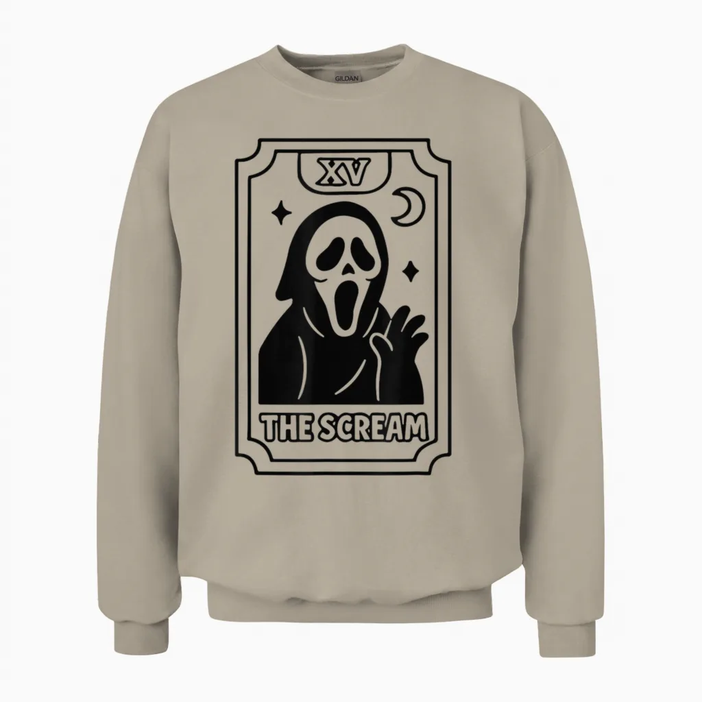 The Scream Tarot Card Xv Unisex Sweatshirt in Sand