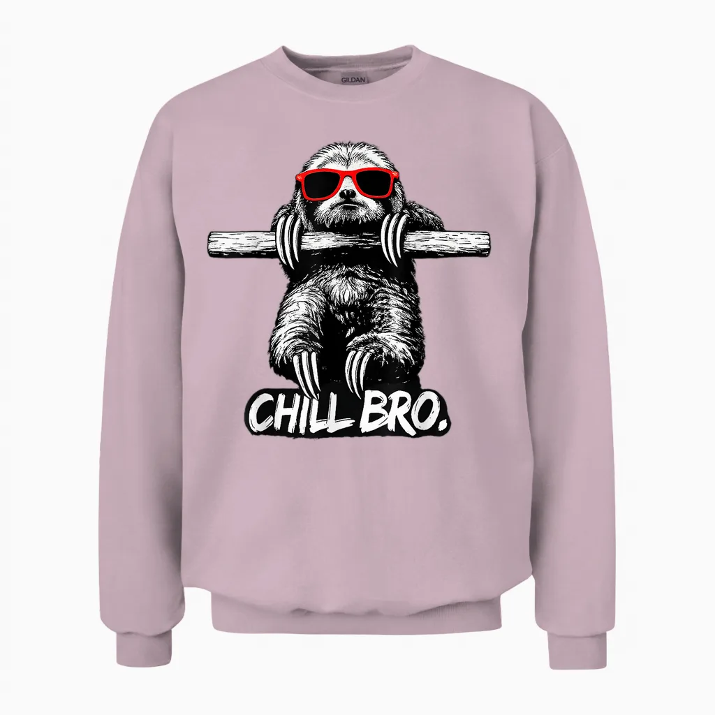Lustiges Chill Bro Faultier Mit Sonnenbrille Unisex Sweatshirt in Light Pink