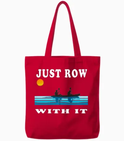 Just Row with It Kayak Retro Tote Bags - Red