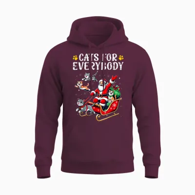 Cats for Everybody Christmas Cat Funny Xmas Men Women Santa Unisex Hoodie - Maroon