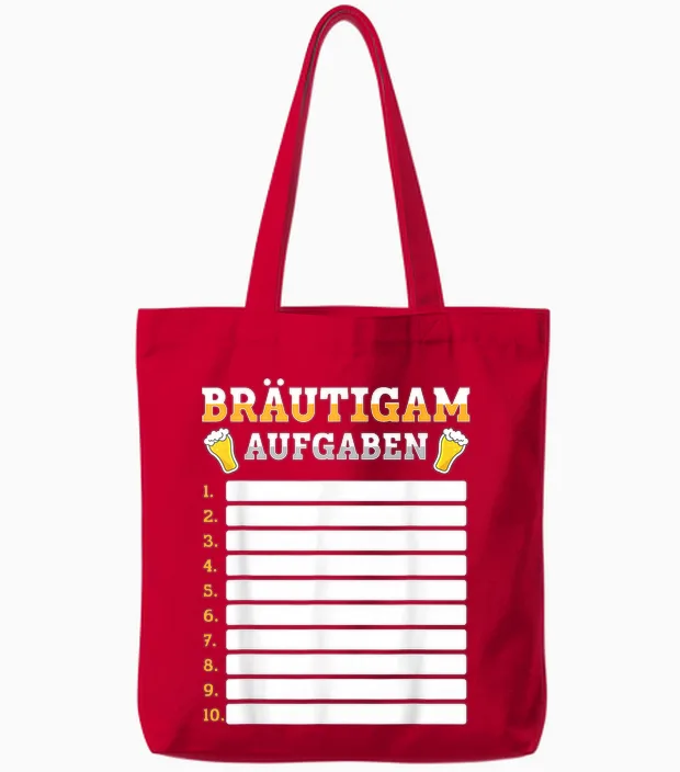 Bräutigam Jga Aufgaben Checkliste – Junggesellenabschied Diy Tote Bags in Red