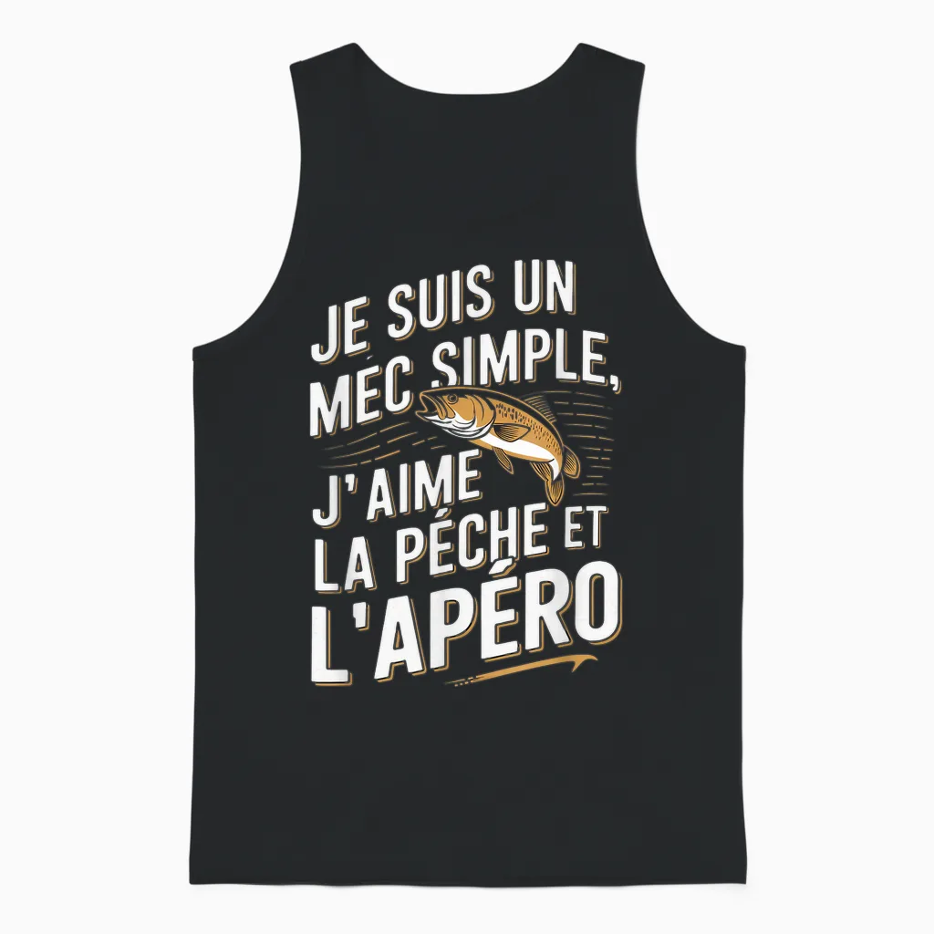 Je Suis Un Guy Simple Peach Apéro Humorous T-Shirt, Black, S Unisex Tank Top in Black