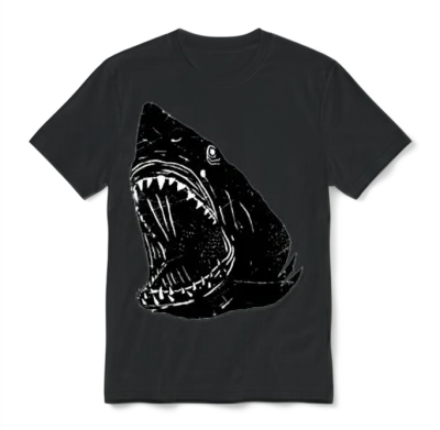 Scary Shark Unisex T-Shirt - Black