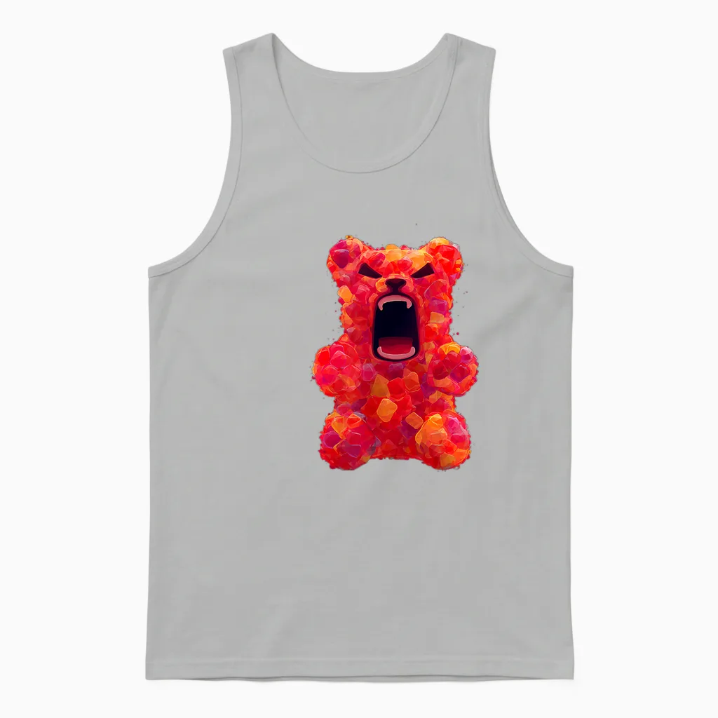 Ours En Gélatine Rouge En Colère Unisex Tank Top in Ash