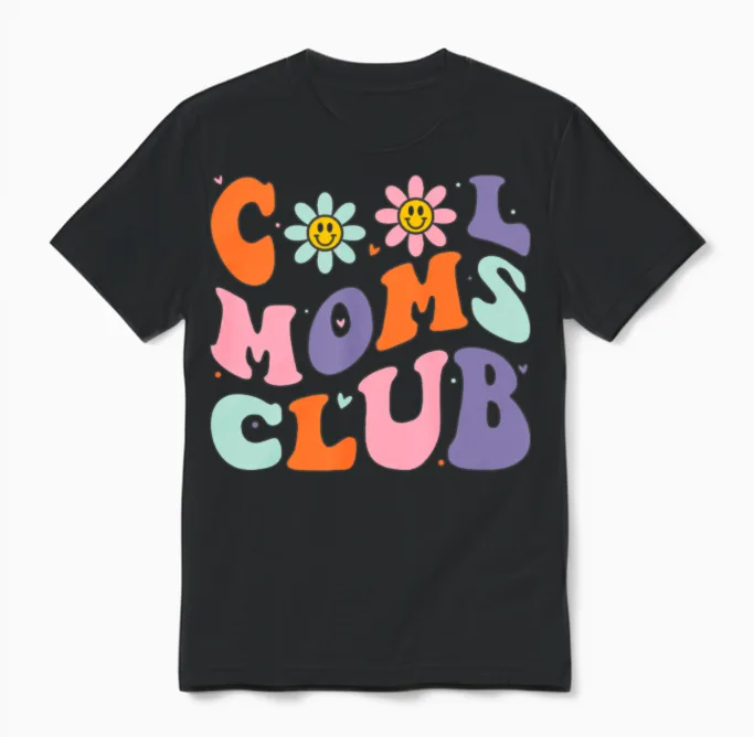 Cool Moms Club New Mom Pregnancy Baby Shower Unisex T-Shirt in Black