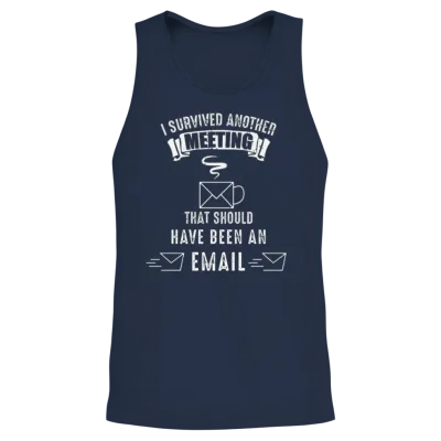 Office Worker Survived Meeting Email Coffee Unisex Tank Top - Navy