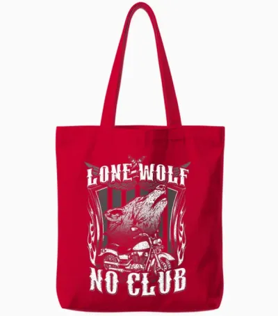 Lone Wolf No Club Moto Rider Biker Wolves Femme Homme Manche Longue Tote Bags - Red