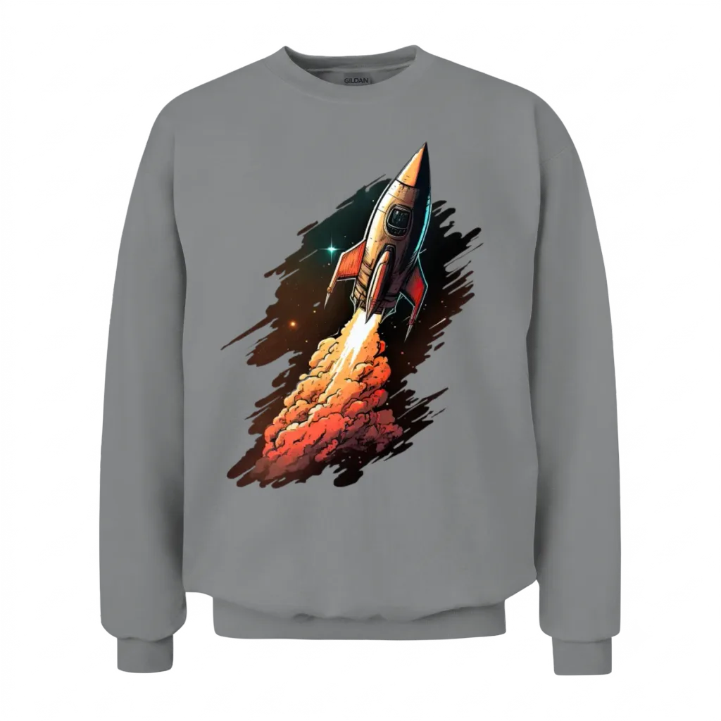Retro Space Rocket Unisex Sweatshirt - Sport Grey