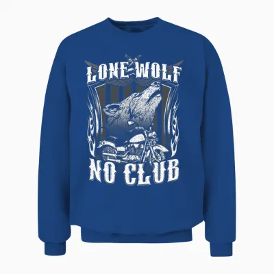 Lone Wolf No Club Moto Rider Biker Wolves Femme Homme Manche Longue Unisex Sweatshirt - Royal