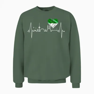 Bremen Skyline Bremer Herzschlag Fan Herz Ich Liebe Bremen T-Shirt, Black Unisex Sweatshirt - Military Green