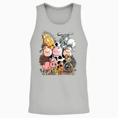 Funny Farm Animals Unisex Tank Top - Ash