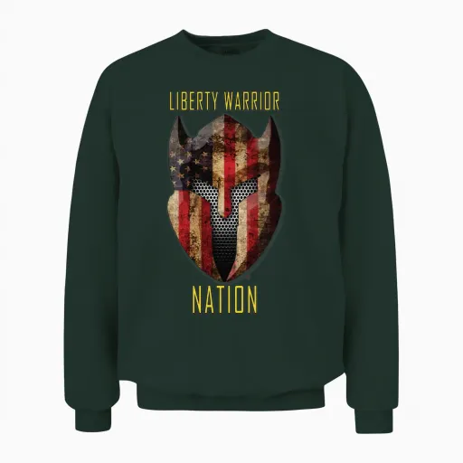 Liberty Warrior Nation Shield Unisex Sweatshirt in Forest
