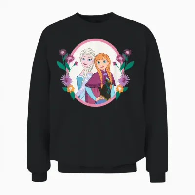 Disney Princess Frozen Elsa and Anna Easter Spring Flowers Unisex Sweatshirt - Black