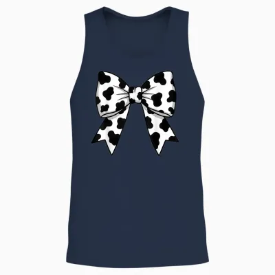 Cute Cow Pattern with Flirtatious Bow for Women and Girls T-Shirt, Black, S Unisex Tank Top - Navy