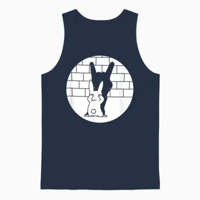Funny Easter Bunny Heavy Metal Fan Rock Festival Rabbit T-Shirt, Black Unisex Tank Top - Navy