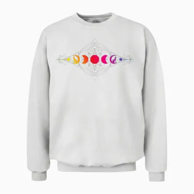 Psychedelic Acid Folk Trance Rock Edm Festival Goa Rave T-Shirt, Black Unisex Sweatshirt - White