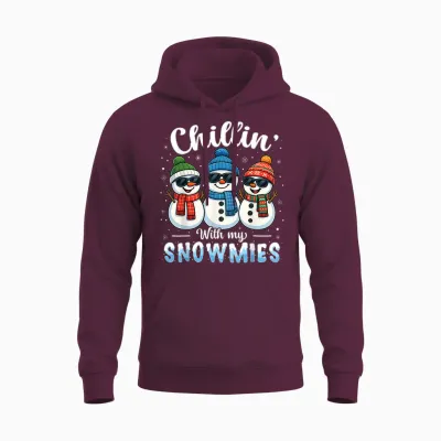Chillin with My Snowmies Funny Snowman Christmas Kids Boys Unisex Hoodie - Maroon