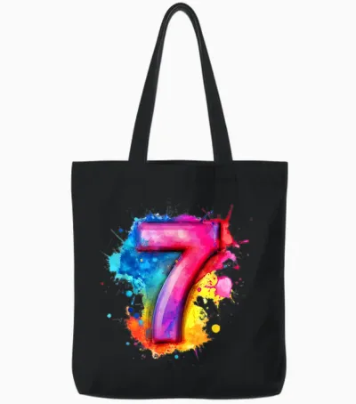 Farbenfroher 7. Geburtstag Für Mädchen, 7. Geburtstag Tote Bags - Black