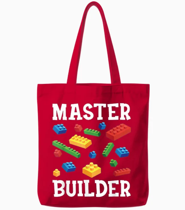 Master Builder Kids Block Building Brick Builder Tote Bags in Red