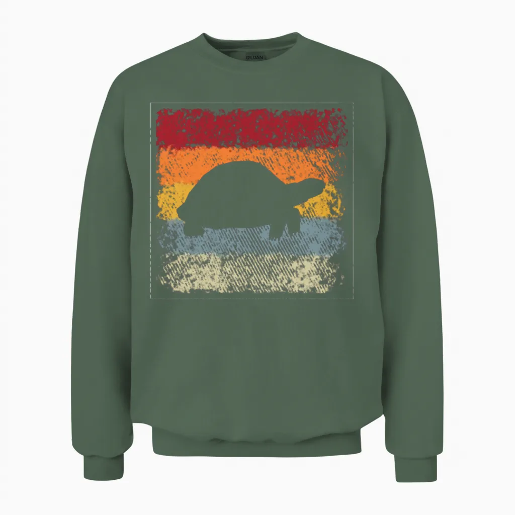 Turtle Retro Reptiles & Exotics Unisex Sweatshirt in Military Green