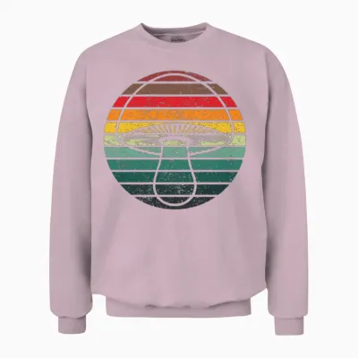 Retro Layers Mushroom Unisex Sweatshirt - Light Pink