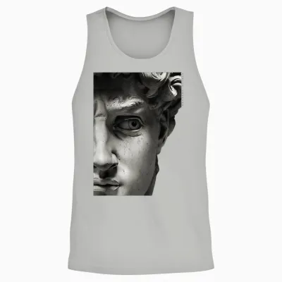 Statue of David X Michelangelo T-Shirt, Black, S Unisex Tank Top - Ash