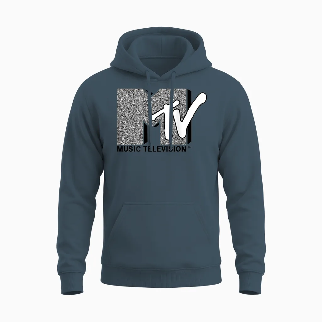 Mademark X Mtv - Classic Official Original Mtv Logo with Wall Structure Unisex Hoodie in Dark Heather