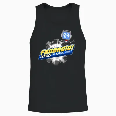 Fandroid Logo with Waving Fandroid Unisex Tank Top - Black