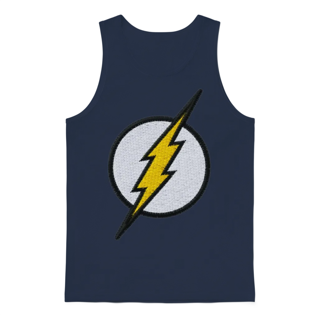 The Flash Embroidered Lightning Bolt Unisex Tank Top - Navy