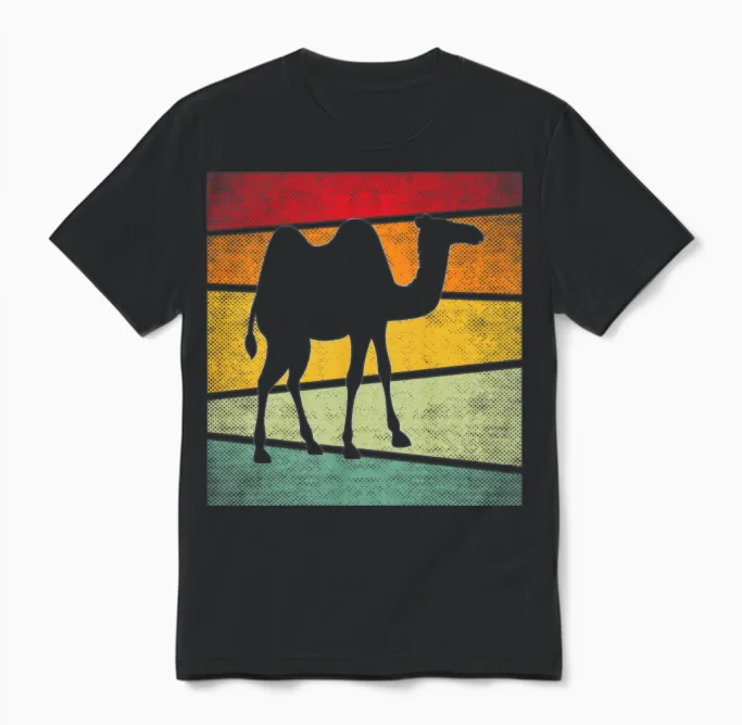 Camel Retro Unisex T-Shirt in Black