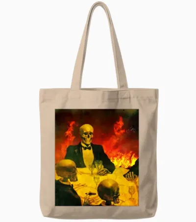 Demon Father Hell Party Funny Skeleton Retro Fire Tote Bags - Natural