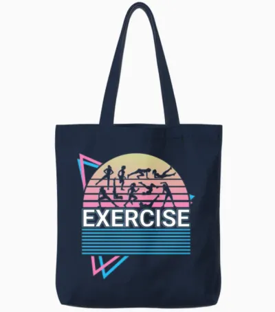 Exercise Workout Fitness Retro Tote Bags - Navy