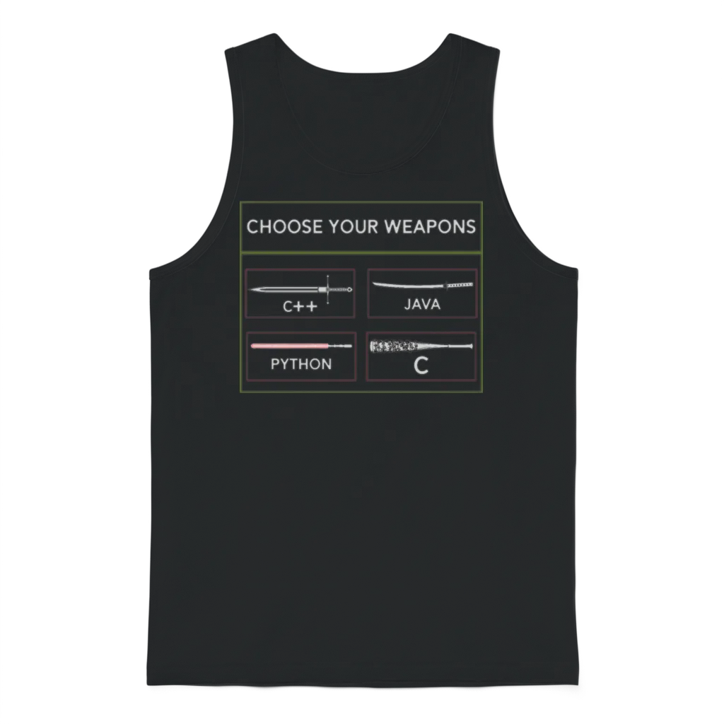 Funny Computer Programmer Programming Languages Unisex Tank Top - Black
