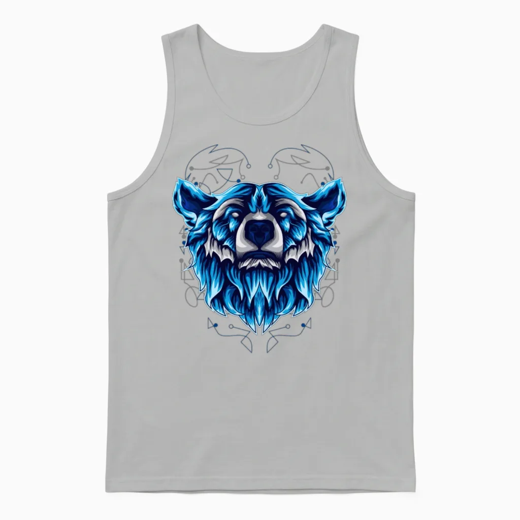 Bear Head Vintage Retro Wildlife Gift Unisex Tank Top - Ash