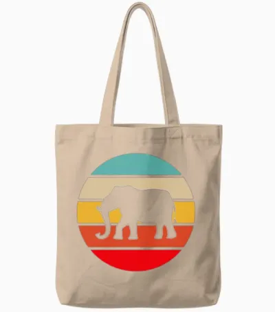 Elephant Retro Tote Bags - Natural
