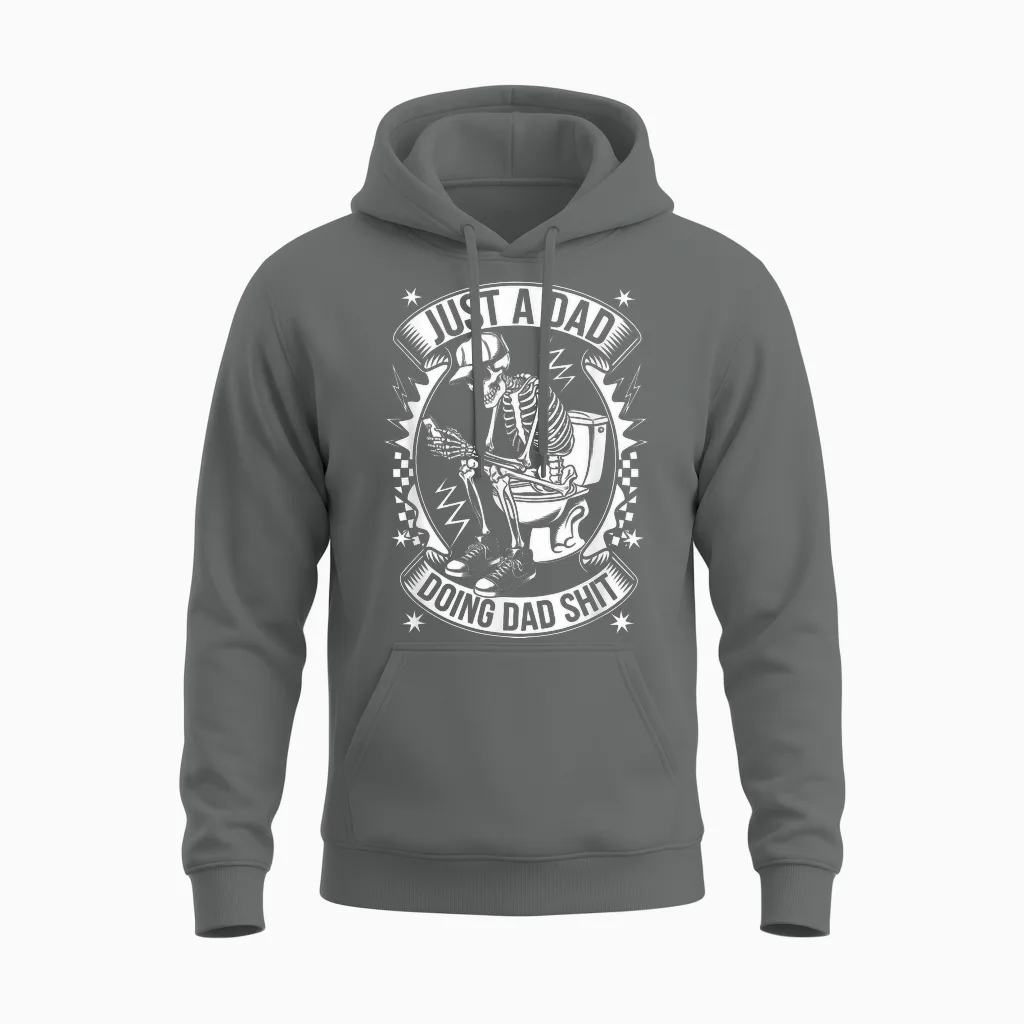 Just a Dad Doing Dad Shit Funny Dad Shirts for Men Father Unisex Hoodie in Graphite Heather
